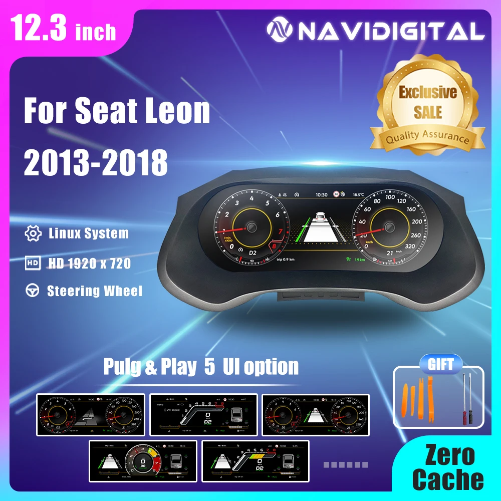 Panel de instrumentos Digital Lcd de 12,3 pulgadas para VW Seat Leon 2013-2018 años compatible con Panel de instrumentos de Radio HDMI Carplay 1