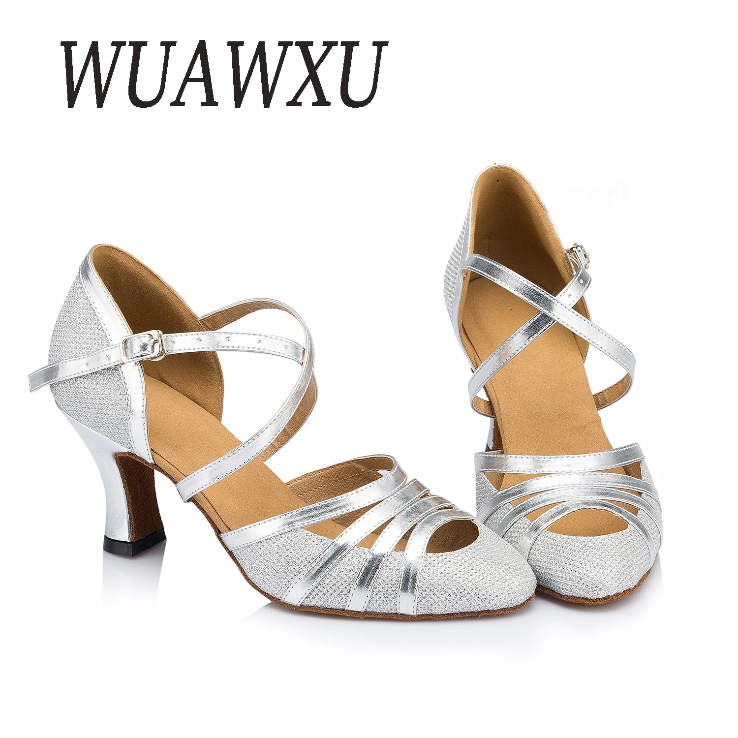 NATASHA 2023 Latin Chinese Shoes Dance Square Soft Sole Female High Heel Dance Adult Heel Social Dance New Modern Baotou Dance S