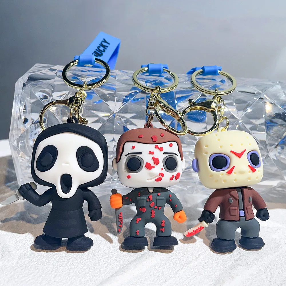 Halloween Anime Keychain Horror Series Ghost Baby Killer Keychain Ghost Baby Bride Doll Clown Back Soul Gift Kids anime keychain