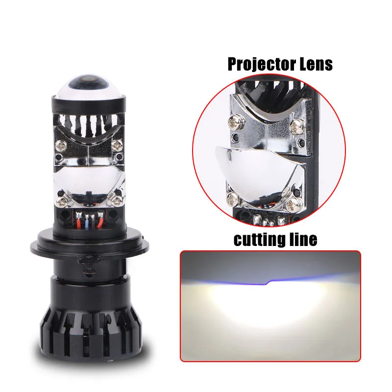 H4 LED Projector Mini Lens T3 Headlight Bulbs Hi/Lo Beam Headlight 100W 12V 24V Fog Lights Bulb LED 6000K Car Lamp