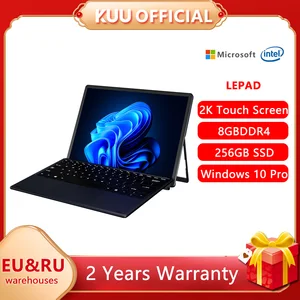 KUU – pc portable avec écran tactile 2K en métal de 12 pouces, Windows 10, processeur Intel Celeron Quad Core LPDDR4, 8 go de ram, SSD de 256 go, double WiFi, Type C