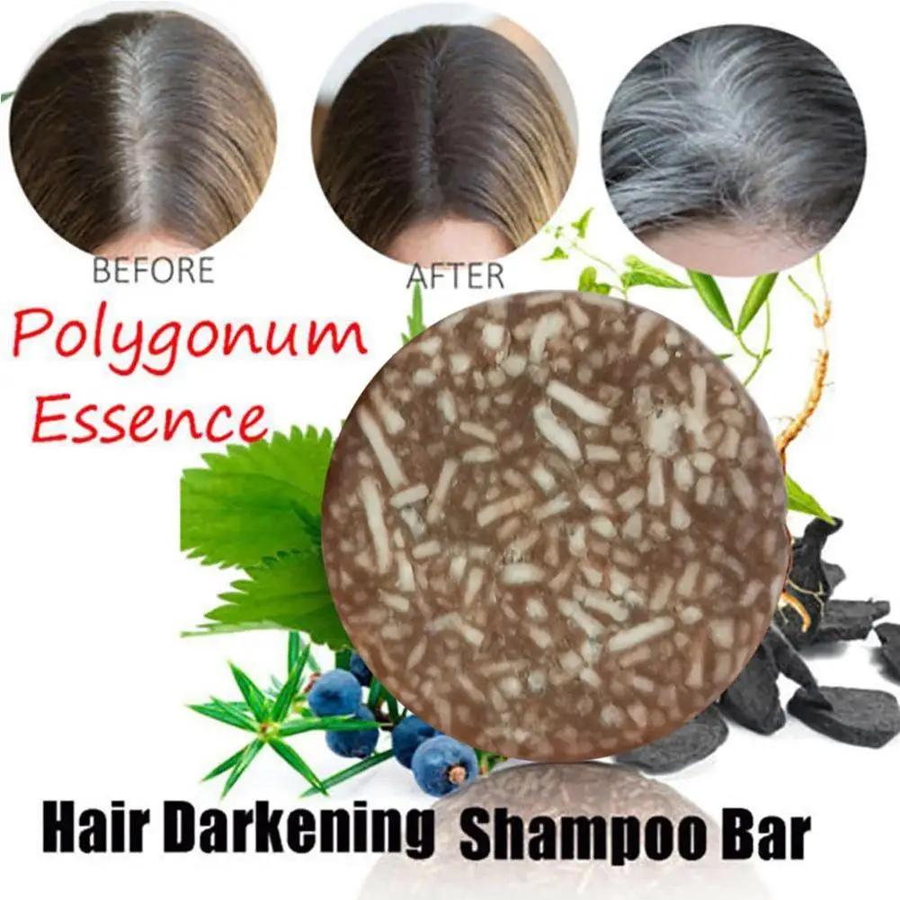 Natural Organic Polygonum Essence Hair Darkening Shampoo Bar Soap Mild Formula Hair Shampoo Hair Reverse Cleansing Tool