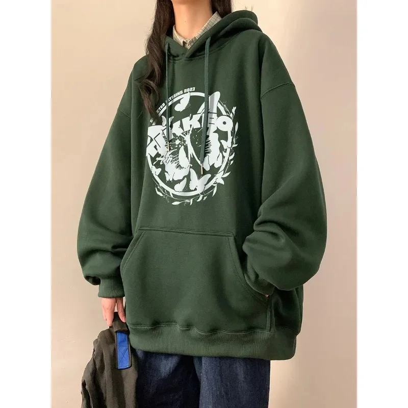 

Streetwear Hoodie Women Sweatshirt Long Sleeve Y2K Letter Pattern Printed Fall and Winter Padded Female