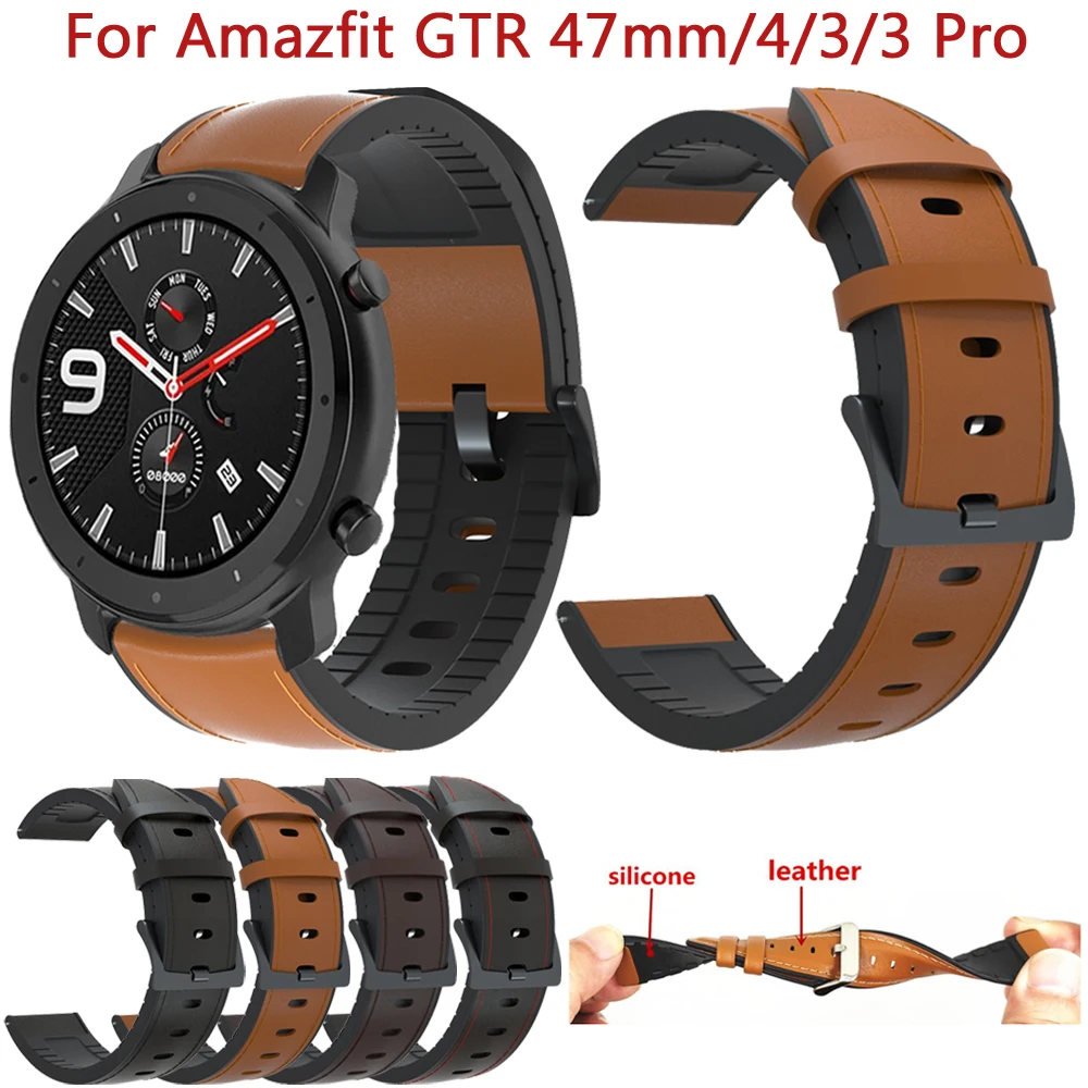 

Ремешок силиконовый для Xiaomi Amazfit GTR, кожаный браслет для часов Xiaomi Amazfit GTR 4 3 Pro 2 2e / Pace / Stratos 3, 22 мм