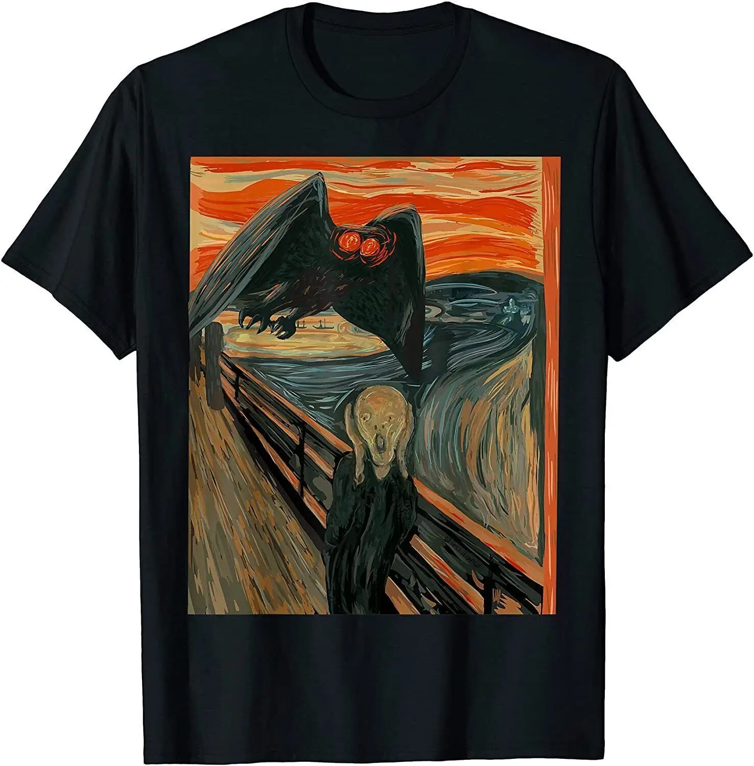 New Limited Mothman The Scream Mashup Wv Cryptid Art T-Shirt