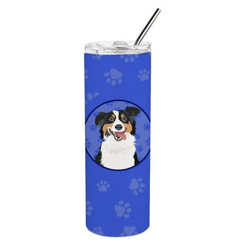 

Treasures WDK1002TBL20 Australian Shepherd Black Tricolor Design2 Stainless Steel 20 oz Skinny Tumbler, Grey parrot accessories