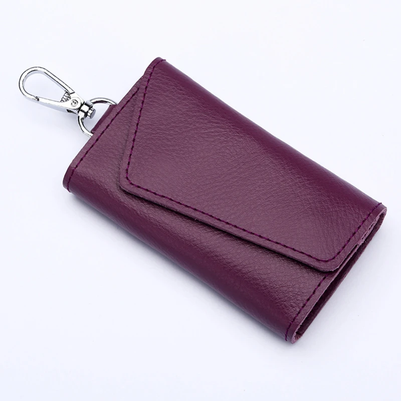 Pu Leather Key Organizer Holder Pouch Cow Split Car Key Wallet Housekeeper Case Mini Card Bag