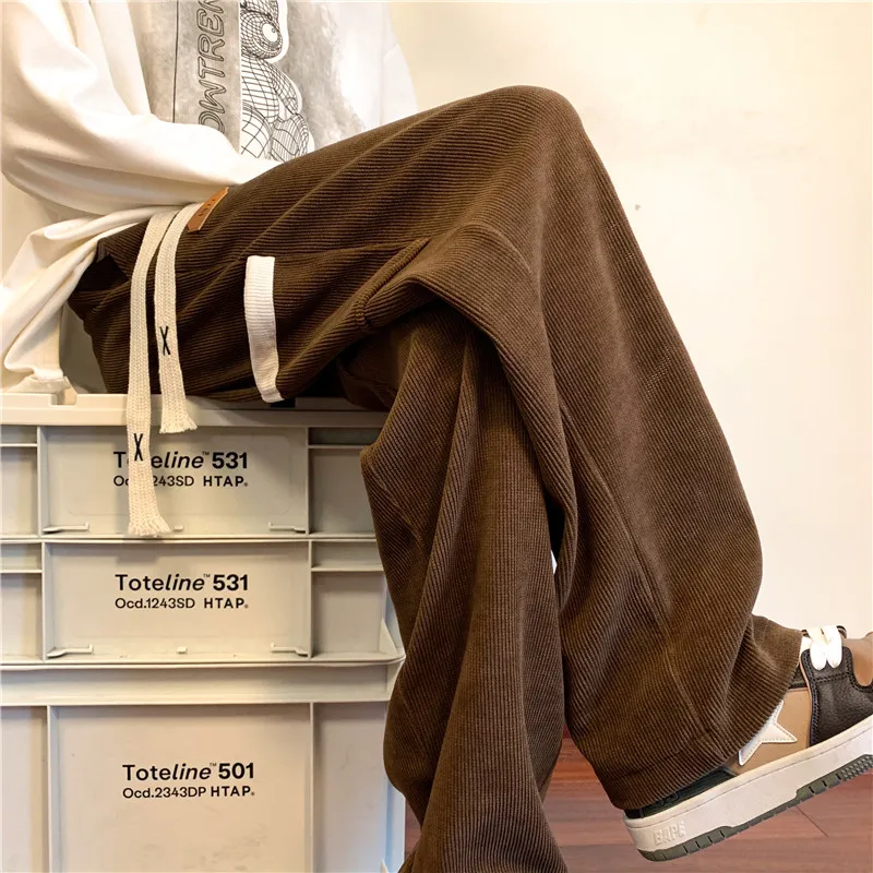 

New Corduroy Men's Casual Pants Streetwear Style Men Hip Hop Sweatpants Harem Joggers Trousers Straight Trousers Male Pants