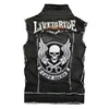 2024 New Punk Style Outerwear Men's Black Embroidered Denim Cardigan Youth Pop Street Style Lapel Men's Casual Vest 2