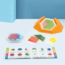 3D Plastic Tangram Jigsaw Board Puzzle Color Fun Puzzle Games Brain Teasers Logic Spatial Reasoning Skills Toy
