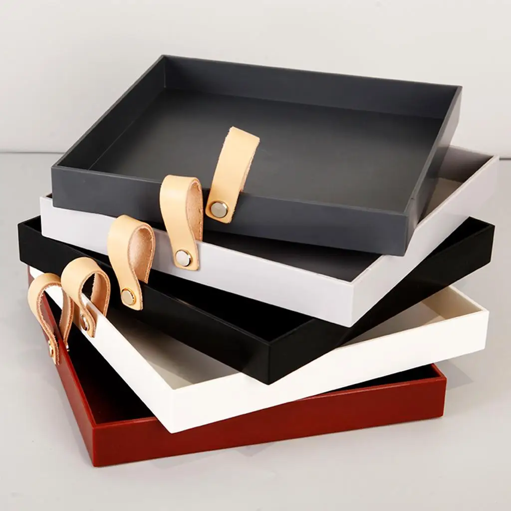 Serving Tray 8x8inch Glossy Portable Organizer for Drinks and Food Patio Bed