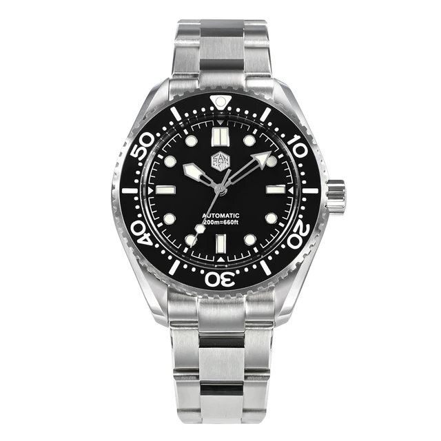 

San Martin Men Diver Watch Luxury Automatic Mechanical Wristwatch Sapphire 200M Waterproof Luminous Ceramic Bezel Steel Strap