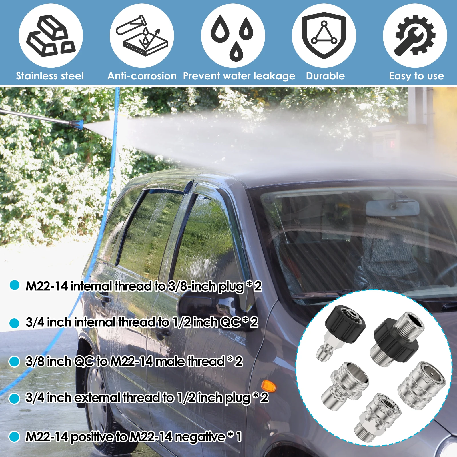 �з� �ͼ� ����� ��Ʈ, ���� ���� �з� �ͼ� ȣ�� ����, �ִ� 5000PSI, M22, 14mm  3/8 ��ġ, 9 ��