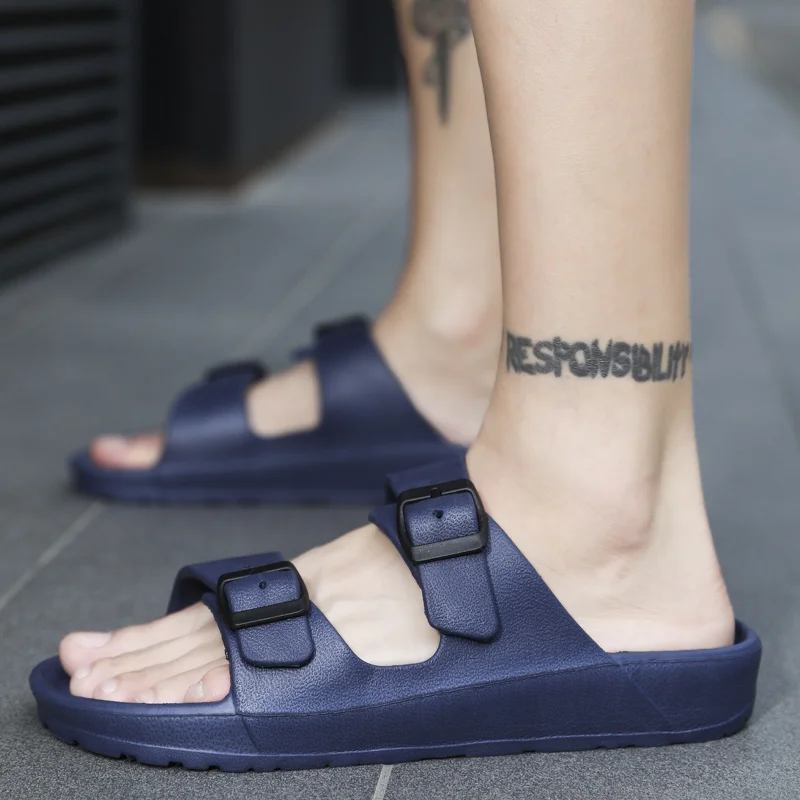

Classic Summer Slides Buckle Slippers Men Flip Flops Candy Color Open Toe Beach Sandals Men Unisex Slippers Zapatillas Hombre