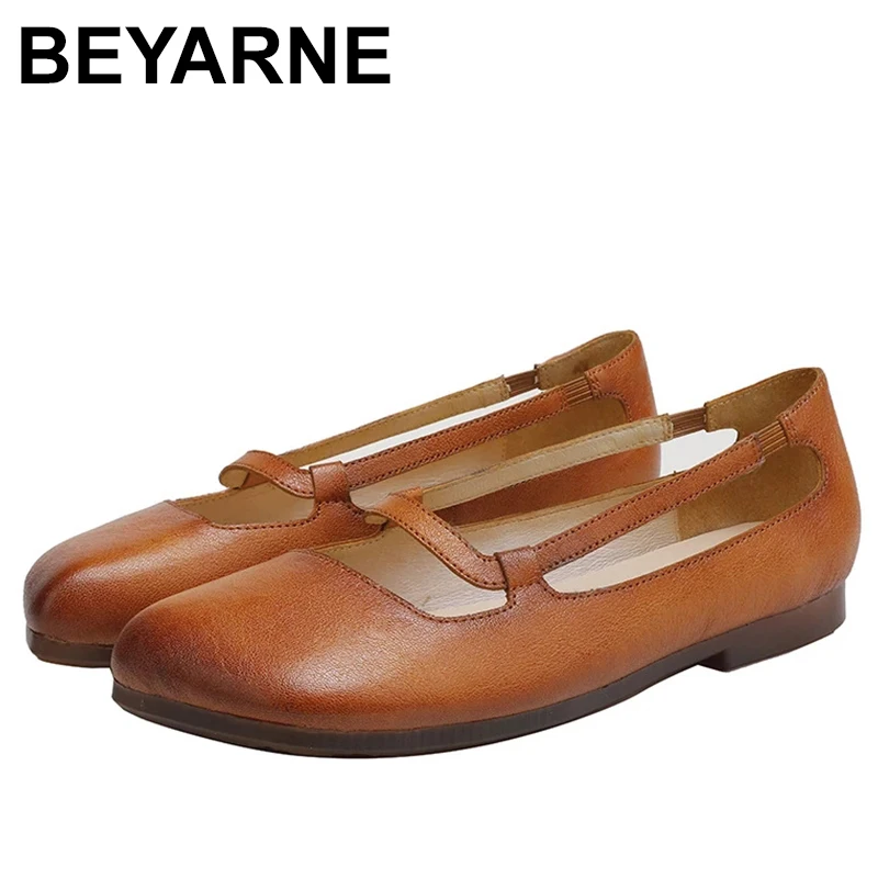 

Flats Women Shoes 2023 Spring/Autumn Shallow Concise Round Toe Casual Handmade Soft Comfortable Leisure Ladies Shoes