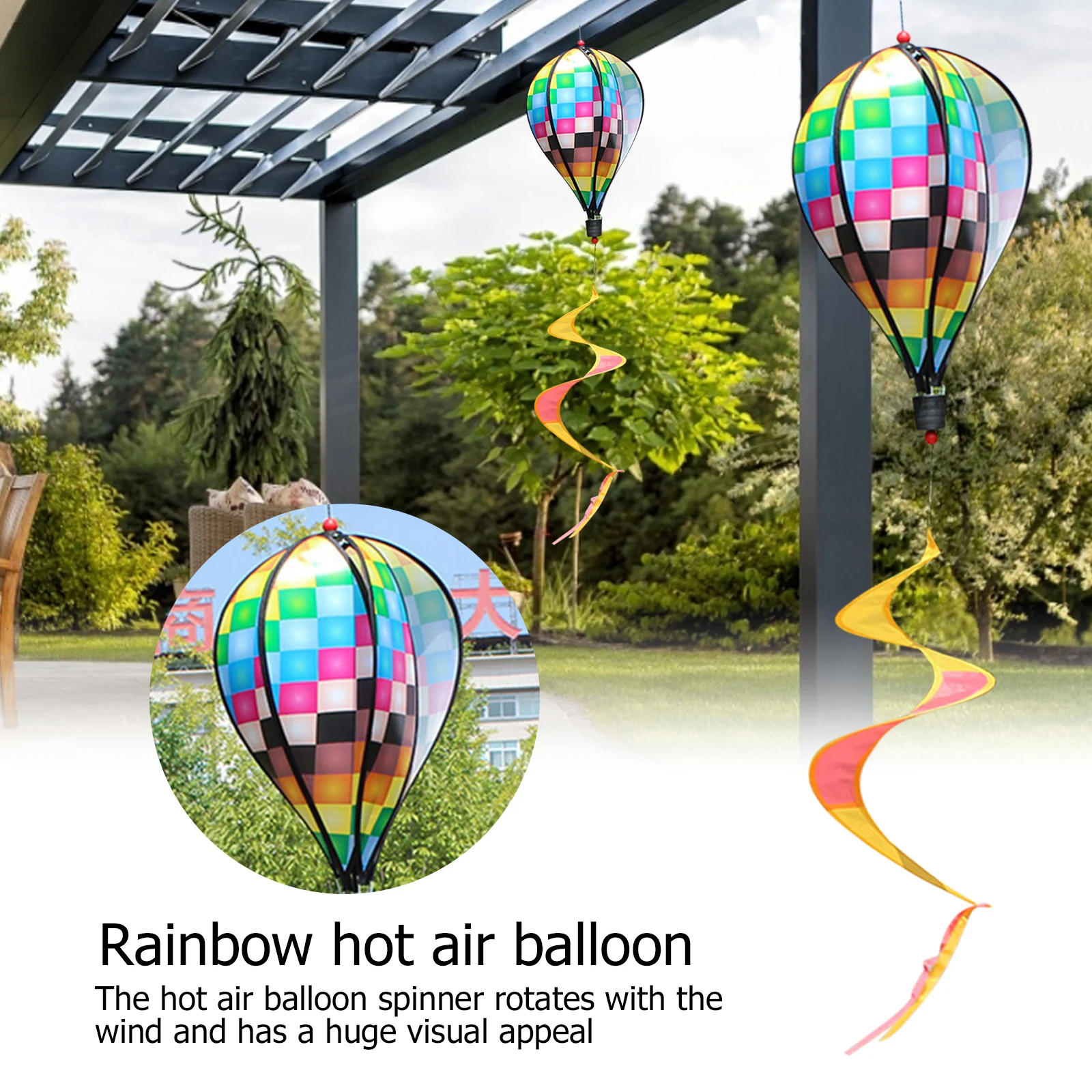 Hot Air Balloon Wind Spinner Rainbow Hanging Wind Twister Garden Outdoor Toys wind spinner