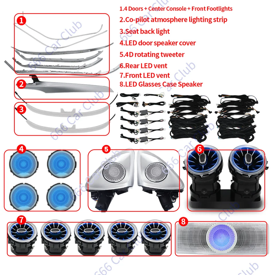 3/12/64 色車の LED アンビエントライトメルセデス · ベンツ C GLC