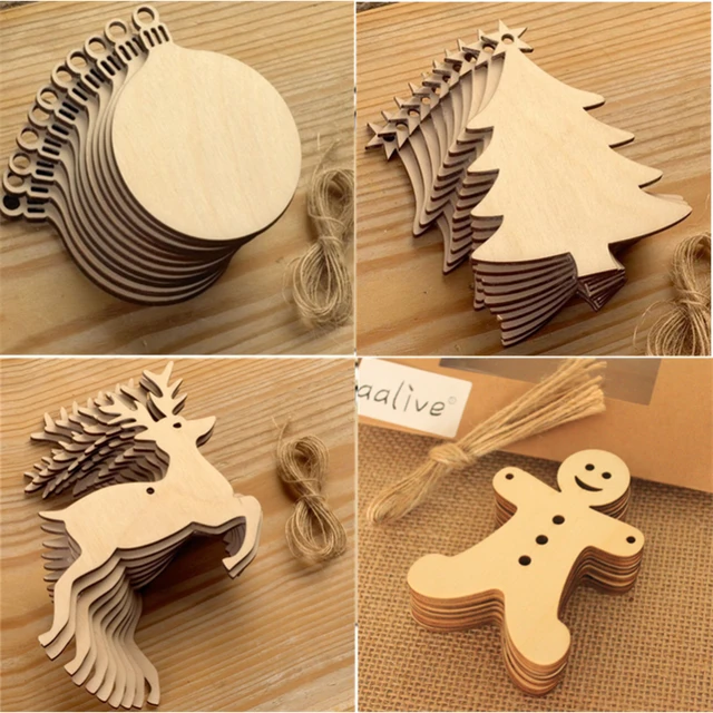 12pcs Noël En Bois Pain D'épice Homme Ornements Joyeux Noël Décoration Noël  Arbre Suspendu Pendentif Navidad Cadeau Nouvel An Noël