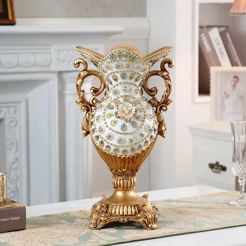Luxury Storage Tray Resin Vase Stereoscopic Dried Fowers Arrangement Wobble Plate Living Room Entrance Ornaments Home Decoration 5