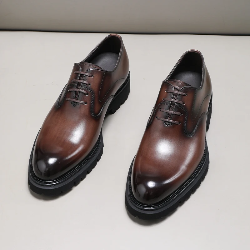 Men's Shoes Work Wear Laces Style Leather Make Oxford Size 45 Marriage High-end