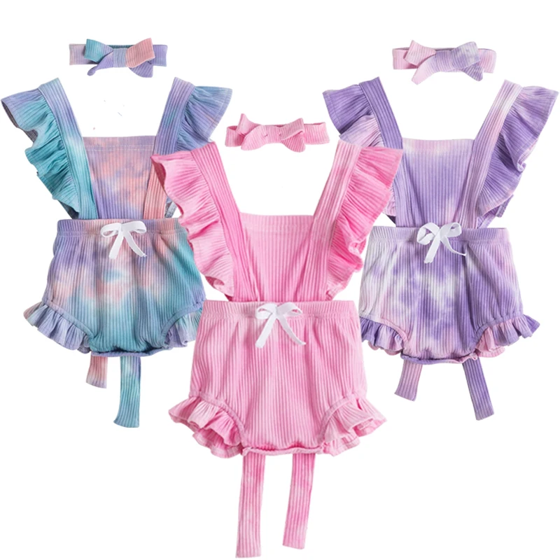 

Cute Floral Romper 2pcs Baby Girls Clothes Jumpsuit Romper+Headband Toddler Newborn Outfits Set Hot Sale