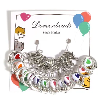 DIY 공예 마커 키트 바늘 클립 뜨개질 도구, 하트 구슬 장미 꽃 잠금 스티치 마커, 크로셰 래치, 무작위 1 세트