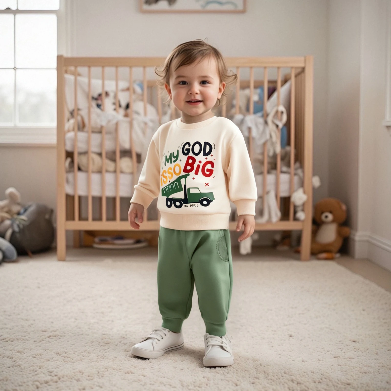 FOCUSNORM 0-4 Jahre Kleinkind Baby Jungen Herbst Winter Kleidung Sets Outfit Truck Brief Drucken Langarm Sweatshirt und Feste Hosen