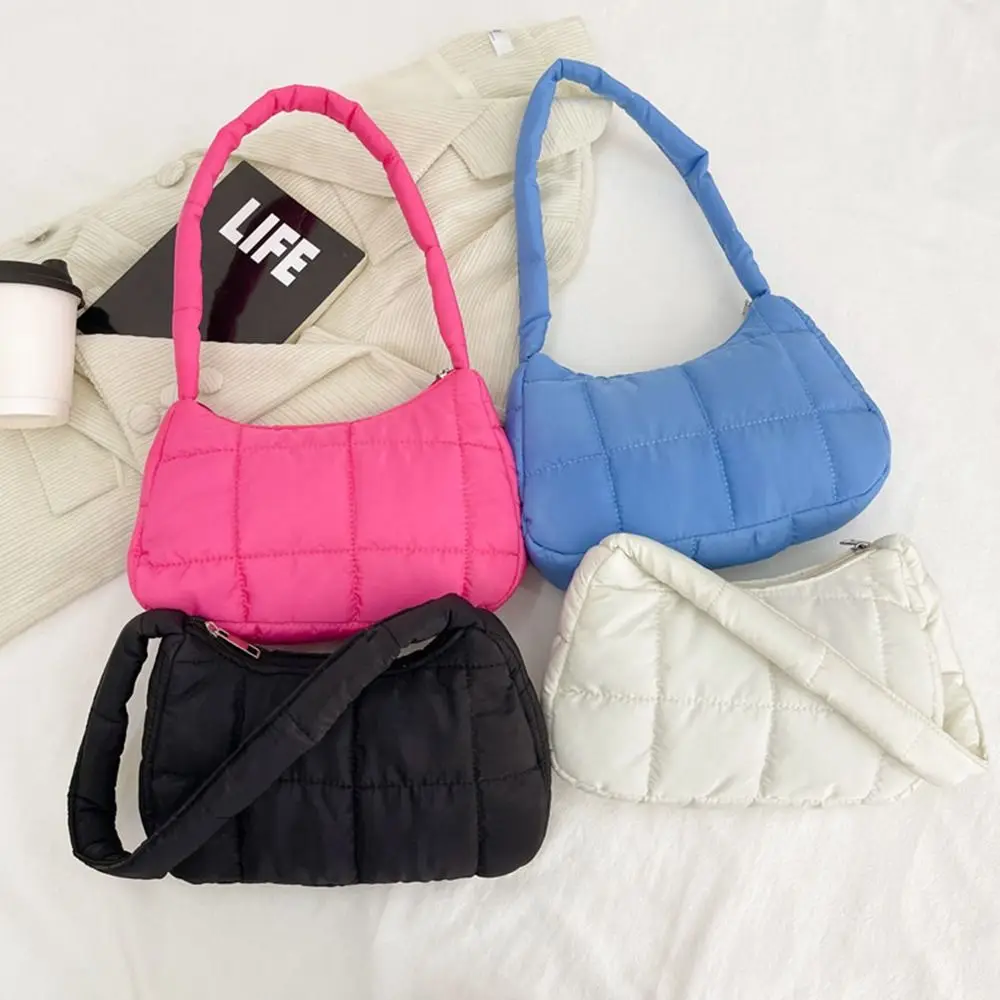

Women Casual Solid Color Underarm Shoulder Bags Cotton-Padded Bags Quilted Handbags Top-Handle Bags