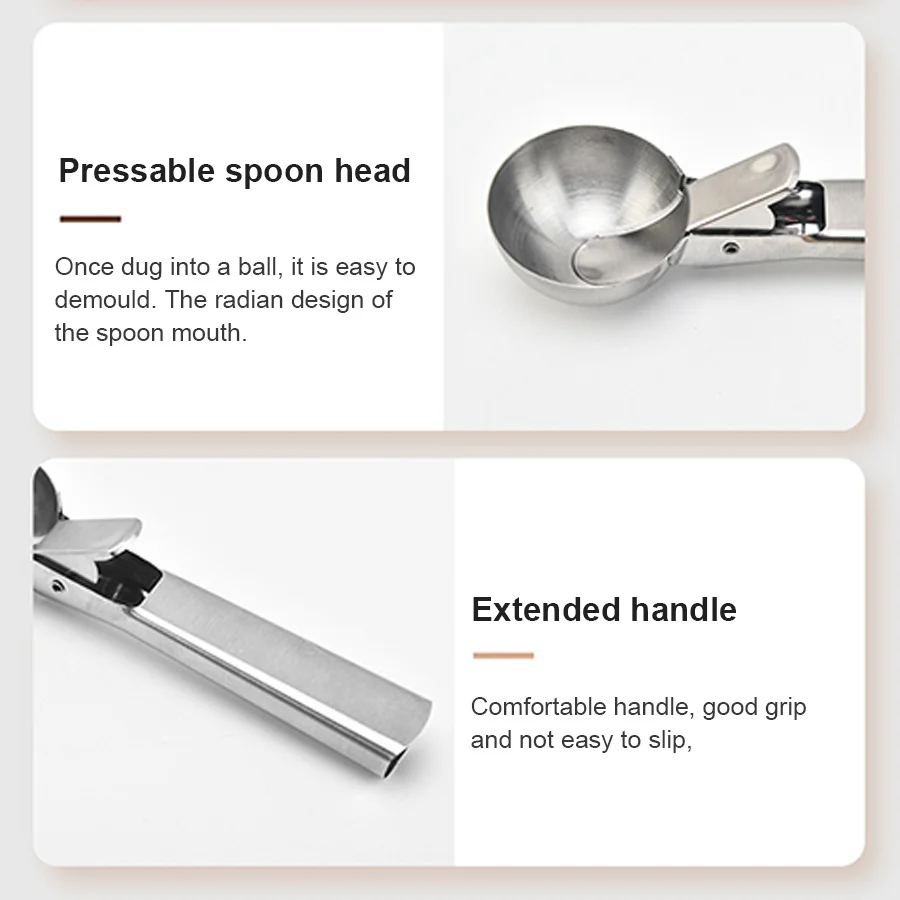 Stainless Steel Dual-Purpose Ice Cream Scooper Multifunctional Fruit Scoop