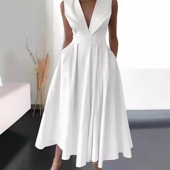 Women's Elegant Evening Cocktail Maxi Dresses 2025 High Waisted Deep V-Neck Sexy Dress For Woman Party Wedding Guest