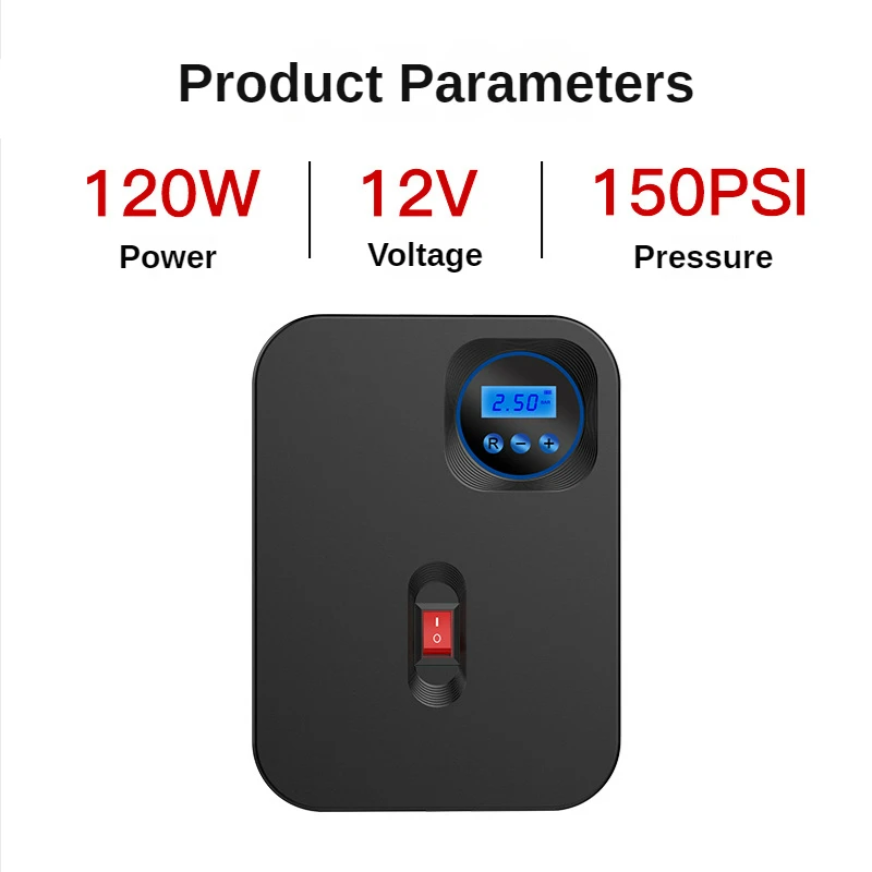 WindGallop Kleine Draagbare luchtcompressor Bandenpomp met manometer Autobandenpomp 12V DC Bandencompressor Elektrische luchtpomp voor autobanden Fiets Motorbanden Bandenballen (Lichtblauw