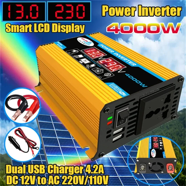 12V to 110V/220V Solar Panel System 12V Solar Panel Battery Charge Controller 4000W Solar Inverter Kit Complete Power Generation 3