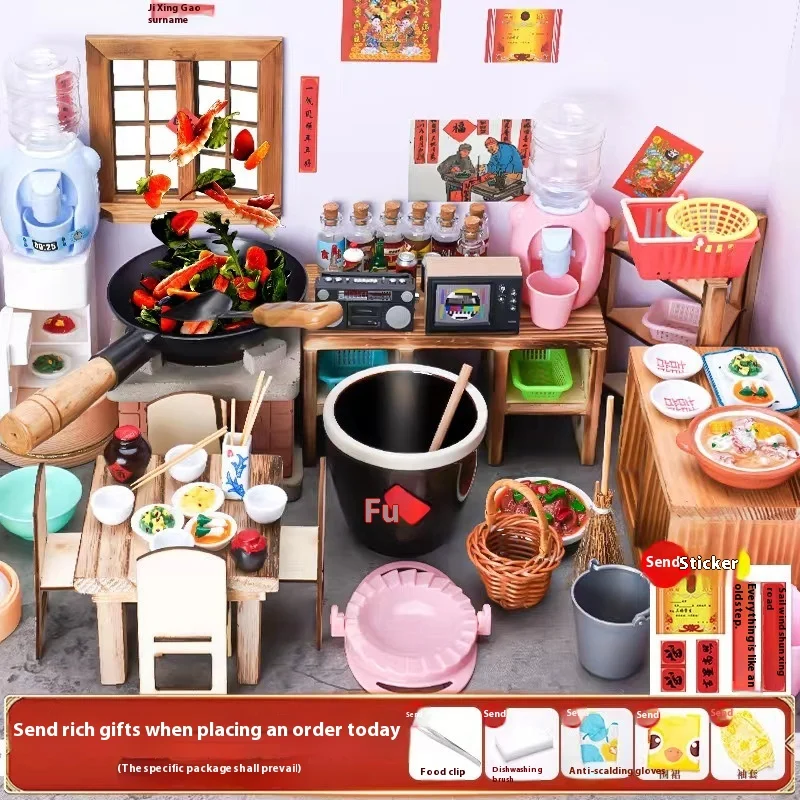 

Мини-кухня, настоящая мини-кухня для приготовления пищи, Детская кухня для приготовления пищи, кухонная утварь
