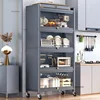 Multifunction Storage Cabinet Nordic Carbon Steel Kitchen Cabinets Home Multi-layer Microwave Oven Floor Rack with Flip Door H 1