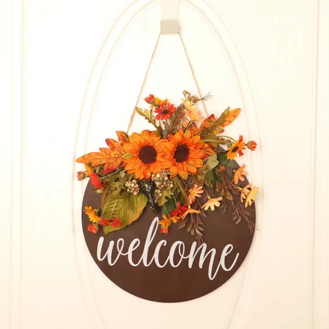 12inch Wooden Welcome Sign for Front Door Fall Outdoor Welcome Signs for Porch by Cawbing 35x30cm