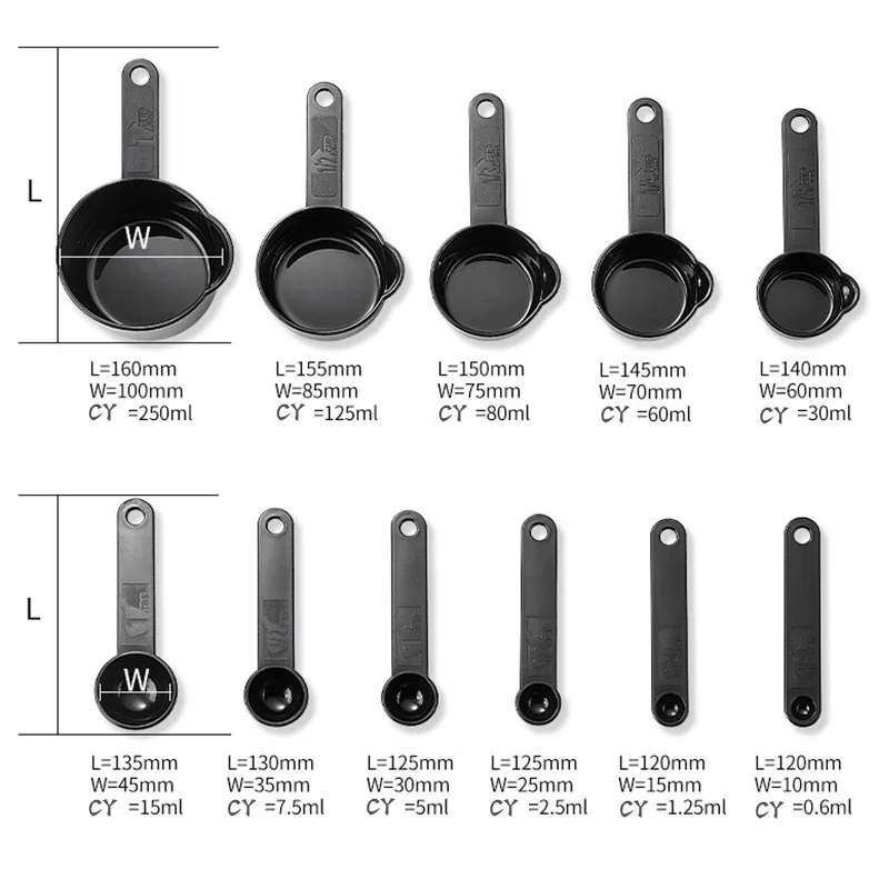 11Pcs Kitchen Measuring Spoons Teaspoon Coffee Sugar Scoop Cake Baking Flour Measuring Cups Baking Measuring Set Kitchen Gadget