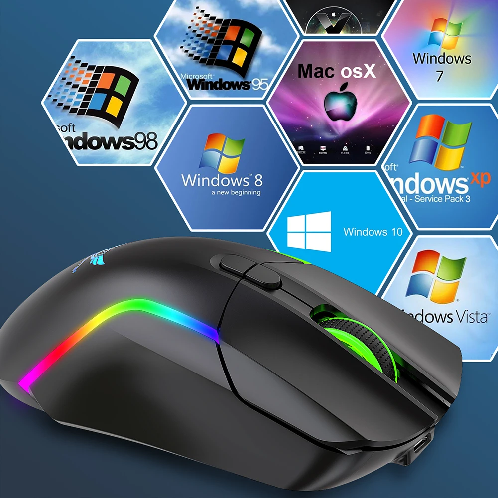 Wireless Mouse Gaming Mouse Wireless Mouse 2.4G RGB Mouse Esports Gaming 3200DPI 8 Buttons Rechargeable For MacBook Pro PC Computer Laptop Mice
