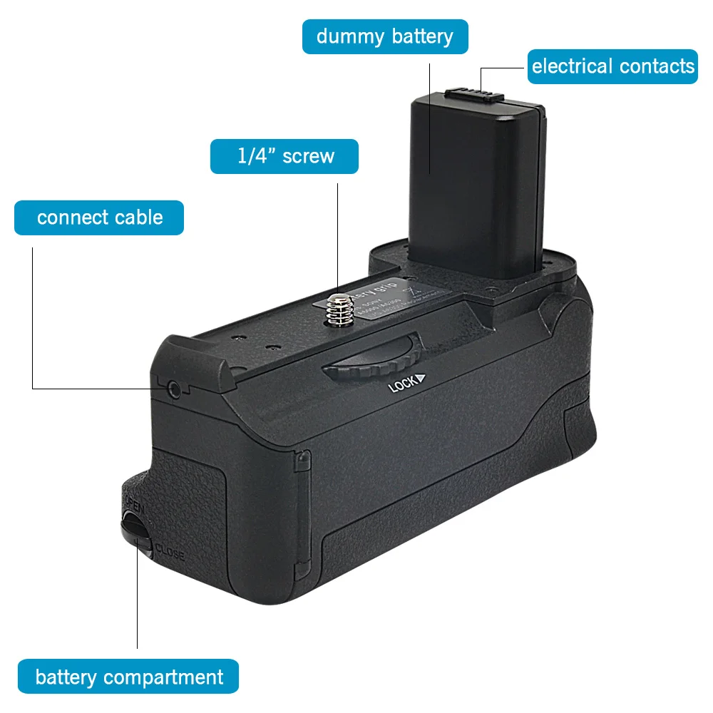 BG-A6300 Vertical Battery Grip holder for Sony A6300 A6000 A6400 A6100 Camera work with NP-FW50 battery