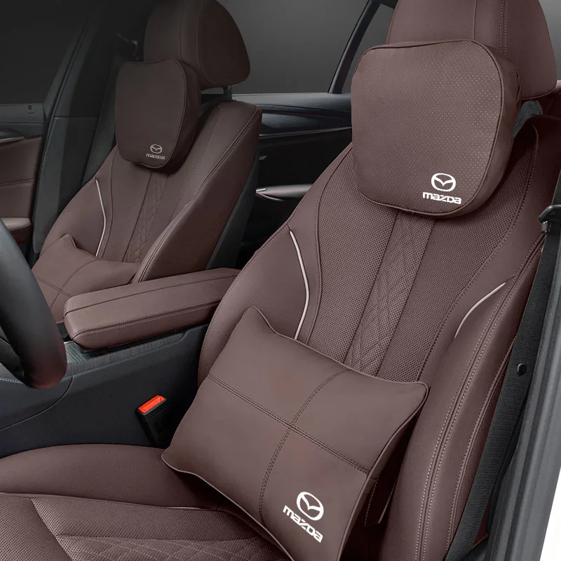 Leather Car Seat Headrest Neck Pillow Lumbar Support For Mazda 6 Mazda