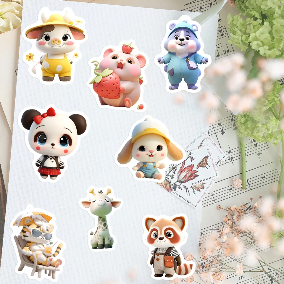 Kawaii stickers schattige dieren grote ogen stickerpakketten voor kinderen, waterdichte stickers voor waterfles, grappige laptopstickers