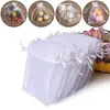 25/50PCS Drawable Party Supply Wedding Christmas Favor White Pouches Organza Gauze Sachet Gift Bags Drawstring Pocket 4