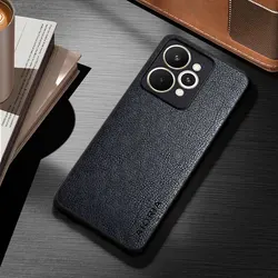 Luxury Vintage Leather Phone Case Cover for Realme 15T (Black)