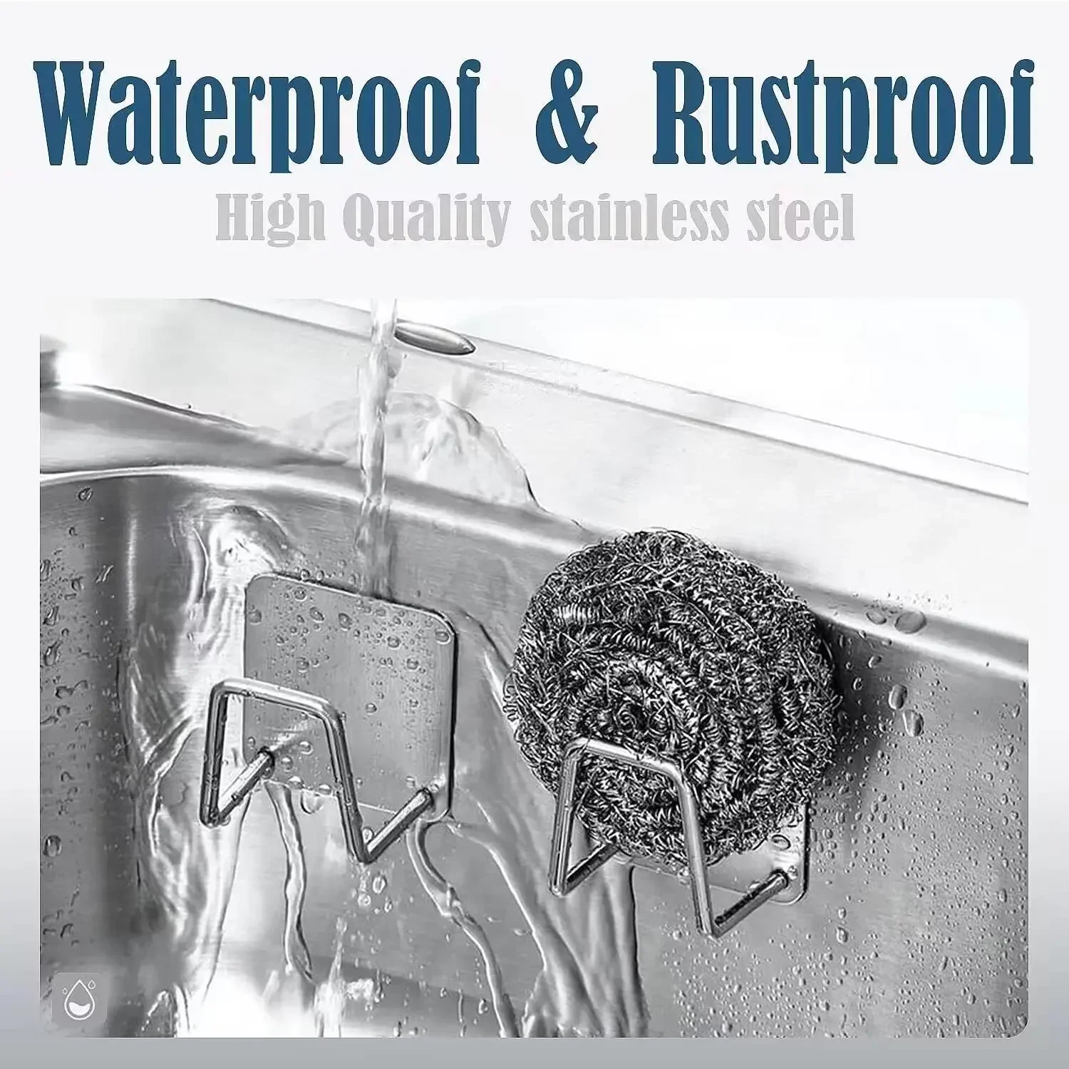 1-6pcs Fast Drying Rack Pot Lid Holder Stainless Steel Kitchen Sink Sponge Hooks Wall Adhesive Drain Household Storage Organizer 3