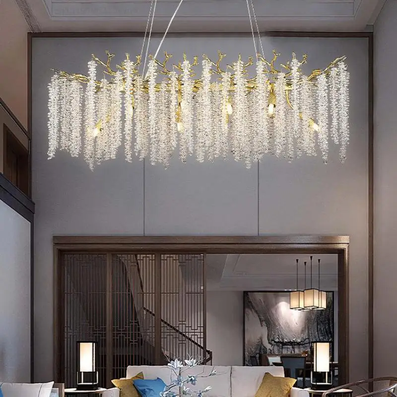 Modern Luxury Gold Led Crystal Chandelier For Bedroom Living Room Dining Room Lounge Ceiling Crystal Branch Round Chandeliers