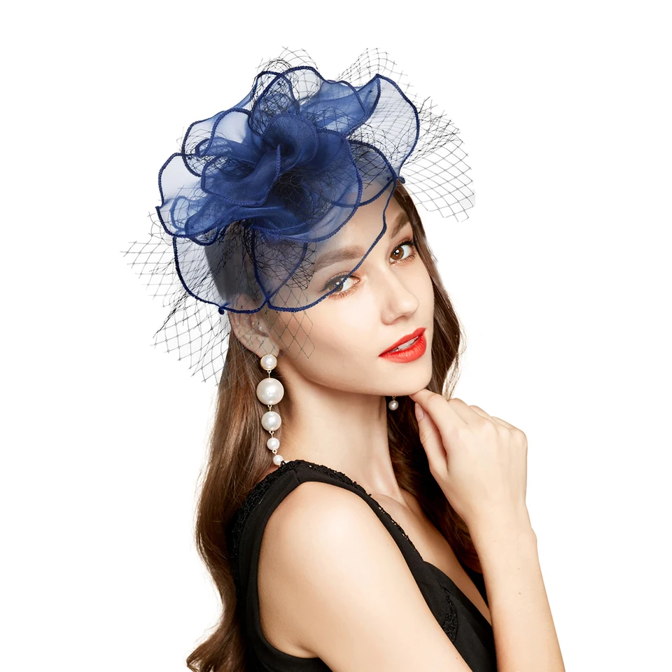 Chapeau Pour Femme En Organza Bleu Marine - Mariage, Courses, Cérémonie, Taille Unique, Neuf étiqueté
