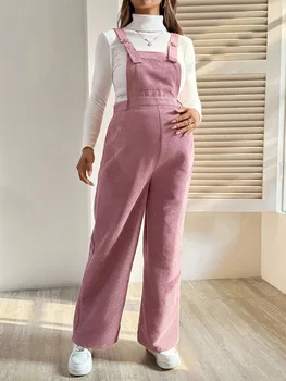 Winter Autumn Maternity Corduroy Strappy Jumpsuit Women Pants 2025 Casual Suspender Fashion Wide Leg Playsuits Pregnant Trousers