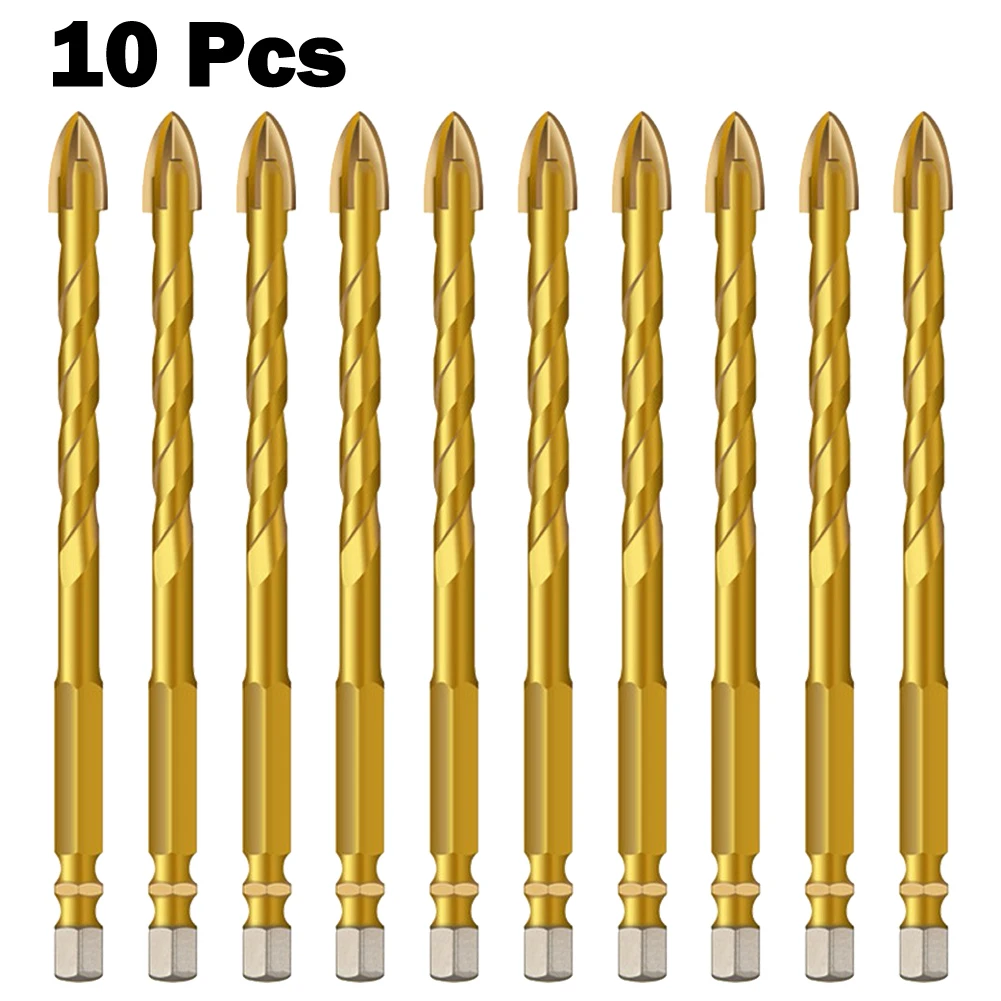 10pcs 6mm Cross Hex Tile Drill Bits Set For Glass Ceramic Concrete Brick Hole Opener For Carpenter Hard Alloy Triangle Bit Tool 3 12 mm cross hex tile bits glass ceramic concrete hole opener alloy triangle drill high carbon steel marble masonry drilling