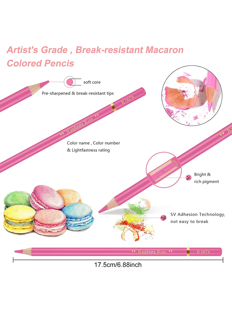 36/72 Macaron-Buntstifte auf Ölbasis, Buntstifte zum Zeichnen und Mischen, handgefertigte Leinwandverpackung, zusätzliches Zubehör im Lieferumfang enthalten – Detail 5
