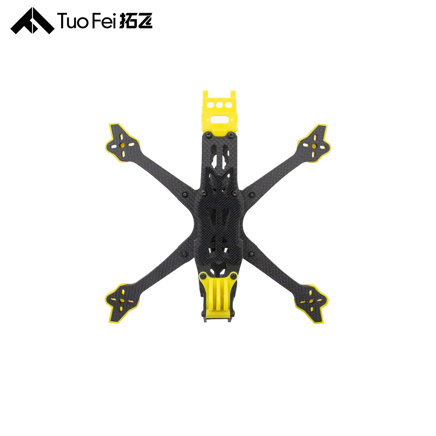 Châssis drone FPV TUOFEI 3 pouces en fibre de carbone assemblé, vue latérale avec moteurs et hélices