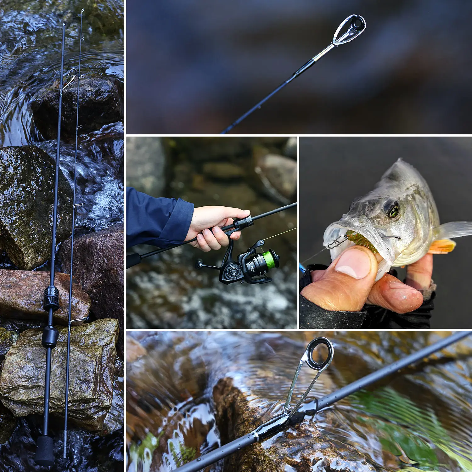Sougayilang Spinning/Casting Angelrute Vollcarbon Ultra Light+High Sensitivity Solid Rod 1-7g Lure Wt. Bach zum Wildfischen – Detail 16